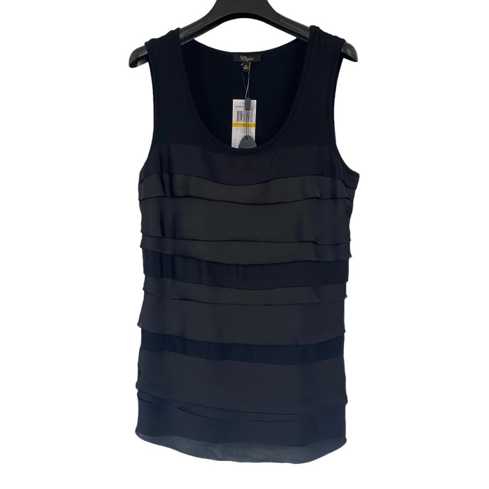 Cupio Layered Tank Top - Black - size M Pleat Top Sleeveless Tiered Bandage NWT
